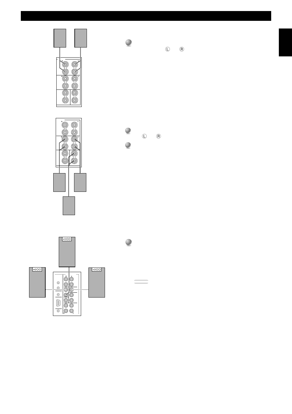 Hookups, Connecting the front effect speakers, Connecting the rear and rear center speakers | Connecting a front subwoofer, English | Yamaha DSP-AX1 User Manual | Page 23 / 88