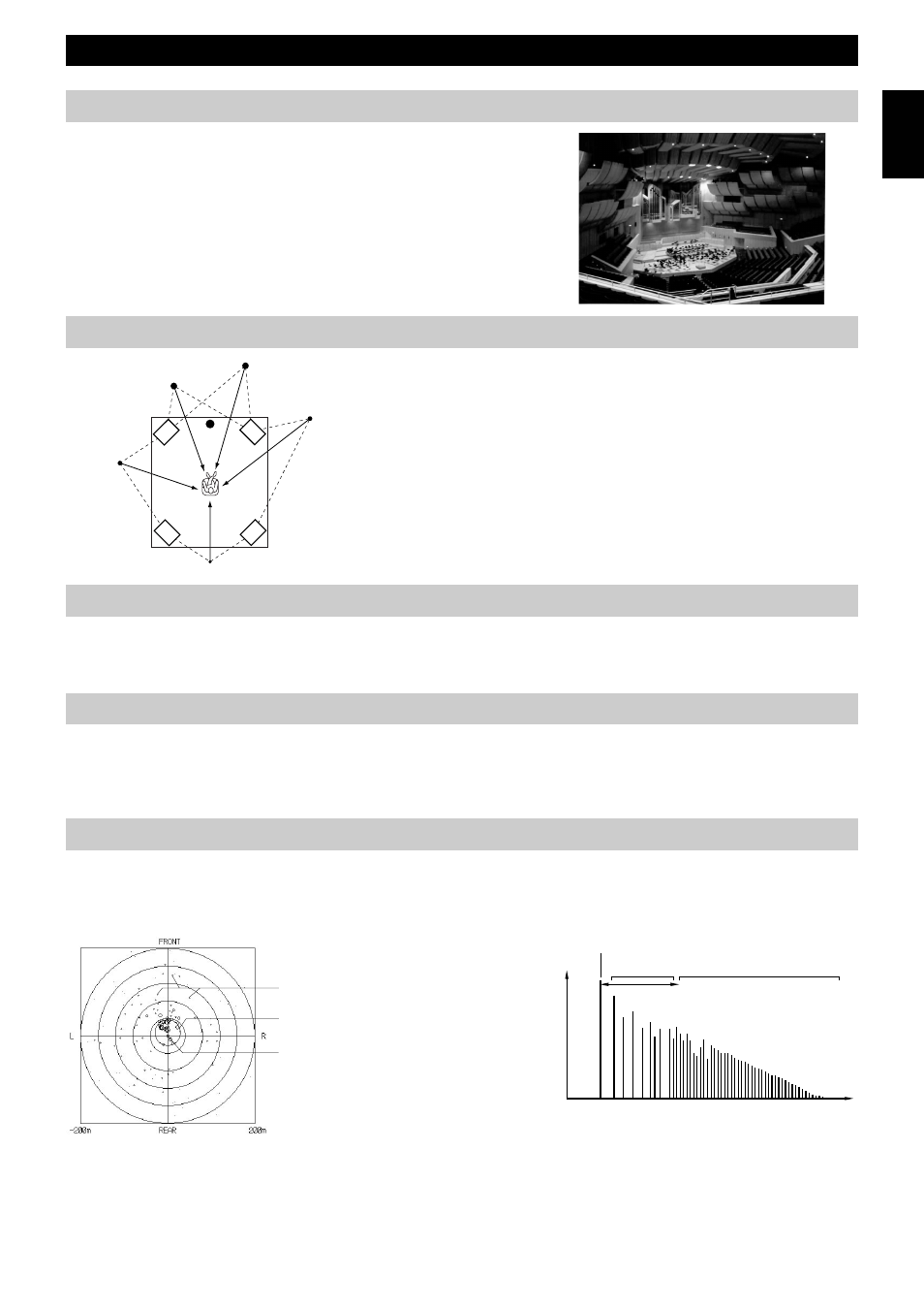 Digital sound field processing (dsp), Understanding sound fields, Recreating a sound field | E/r (early reflection), 4ch rev. (four channel reverberation) | Yamaha DSP-AX1 User Manual | Page 69 / 88