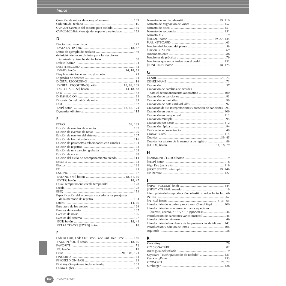 Yamaha Clavinova CVP-203 User Manual | Page 162 / 169