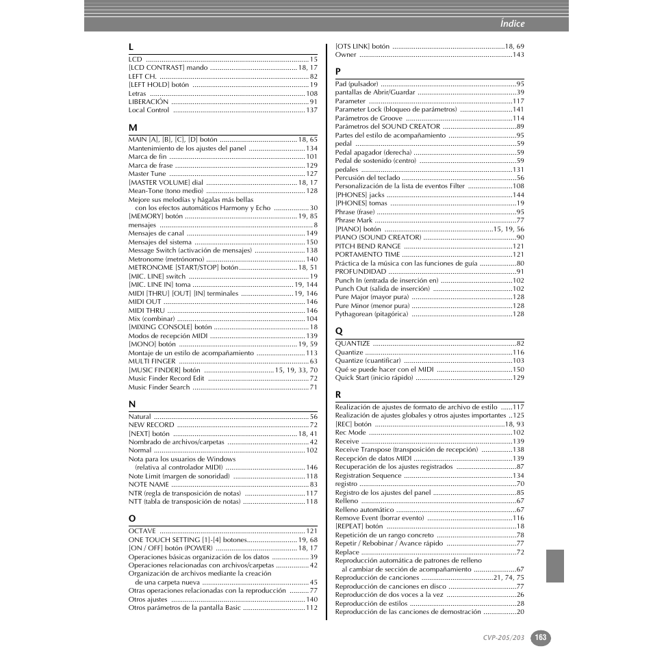 Yamaha Clavinova CVP-203 User Manual | Page 163 / 169