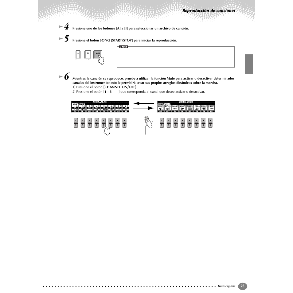 Reproducción de canciones | Yamaha Clavinova CVP-203 User Manual | Page 23 / 169
