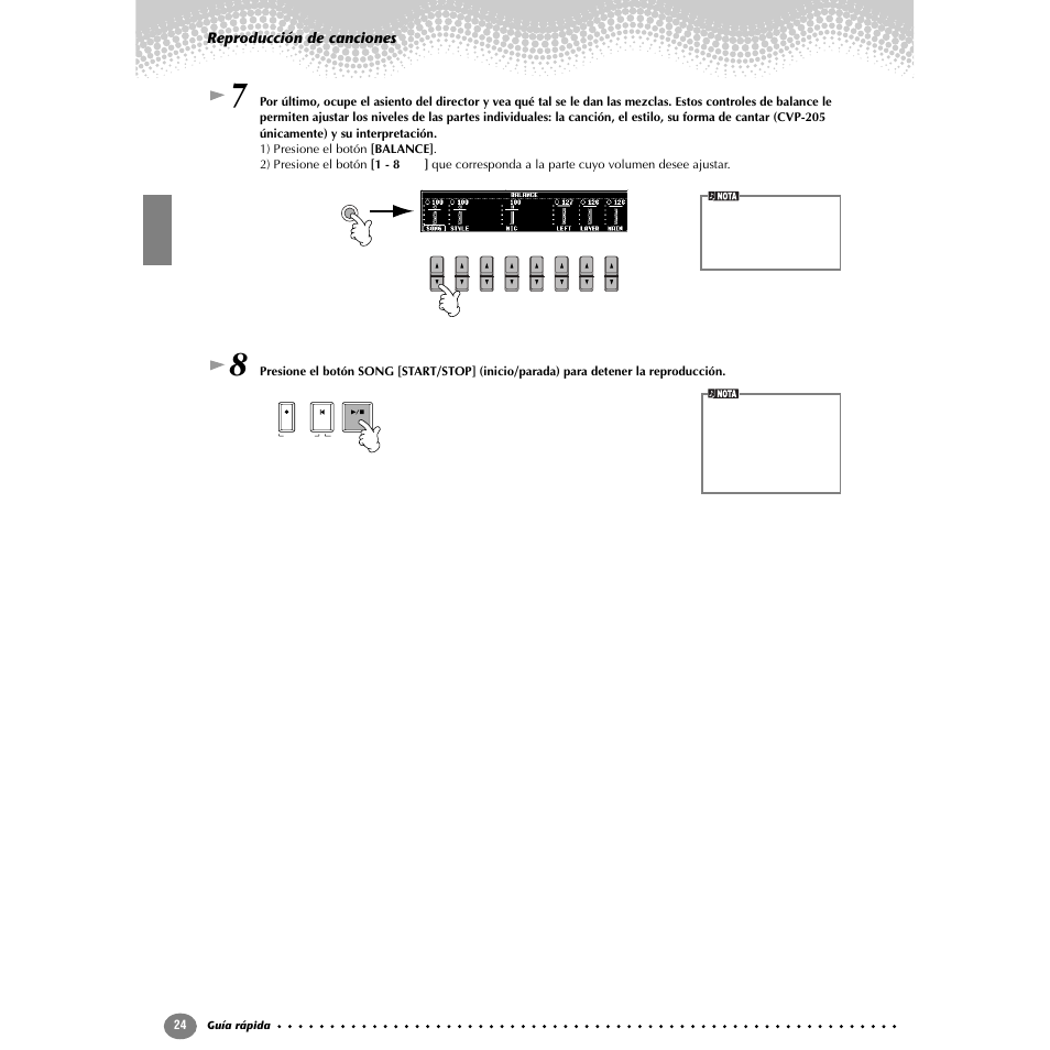 Reproducción de canciones | Yamaha Clavinova CVP-203 User Manual | Page 24 / 169