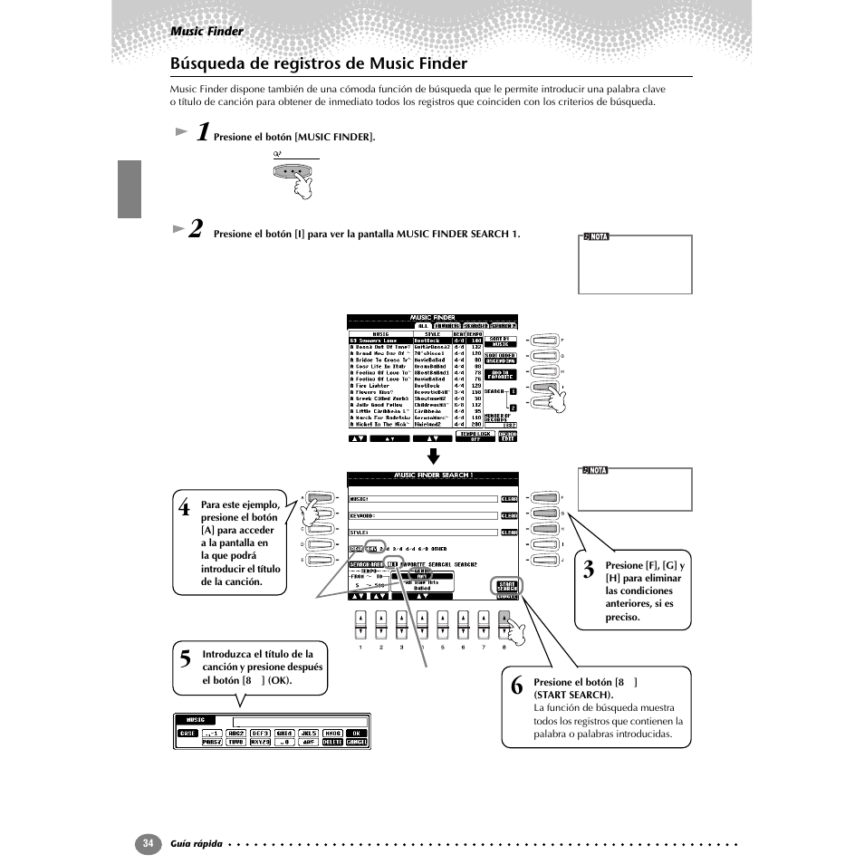 Búsqueda de registros de music finder | Yamaha Clavinova CVP-203 User Manual | Page 34 / 169