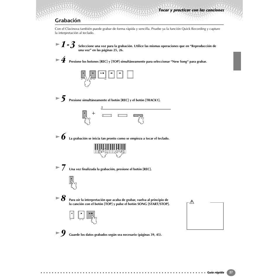 Grabación | Yamaha Clavinova CVP-203 User Manual | Page 37 / 169