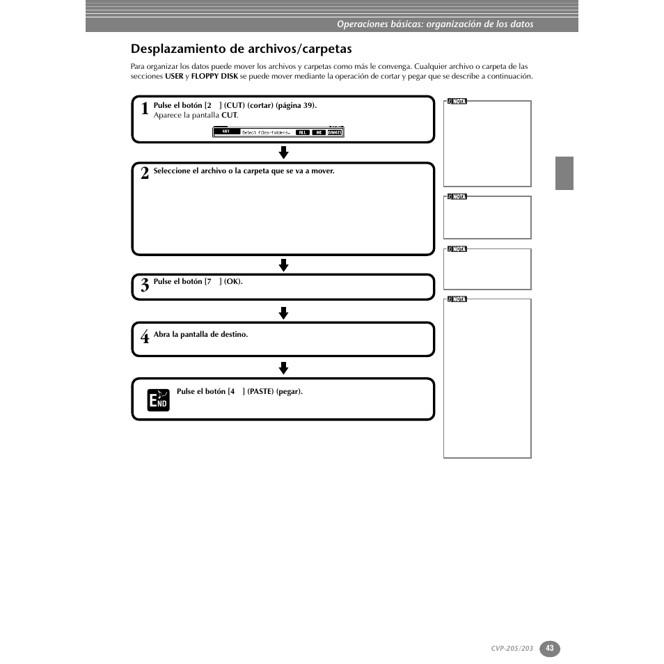 Desplazamiento de archivos/carpetas | Yamaha Clavinova CVP-203 User Manual | Page 43 / 169