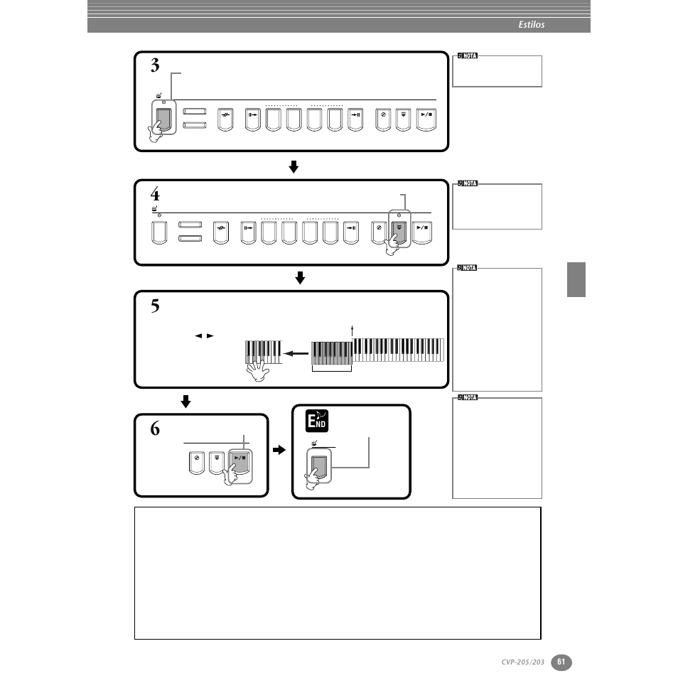 P. 61, Estilos | Yamaha Clavinova CVP-203 User Manual | Page 61 / 169