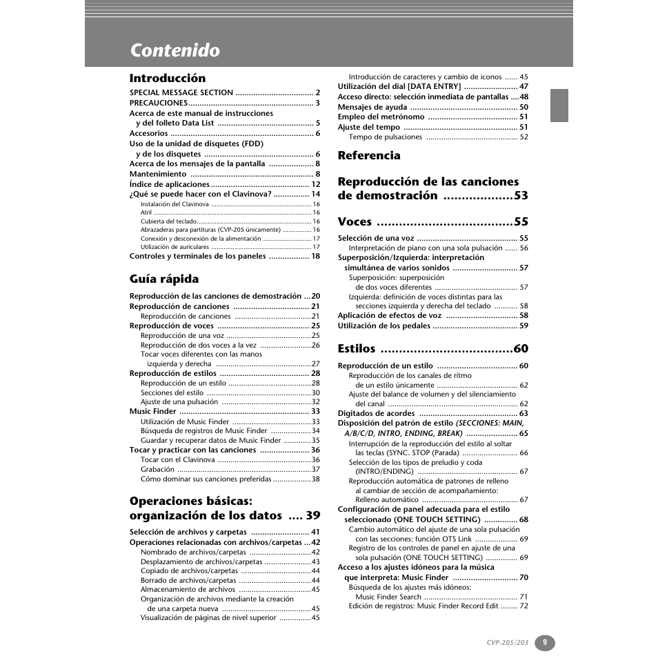 Yamaha Clavinova CVP-203 User Manual | Page 9 / 169