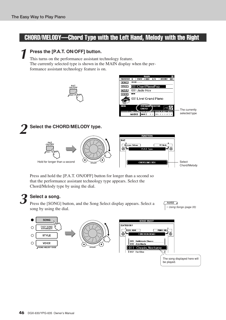 Chord/melody | Yamaha YPG-635 User Manual | Page 46 / 154