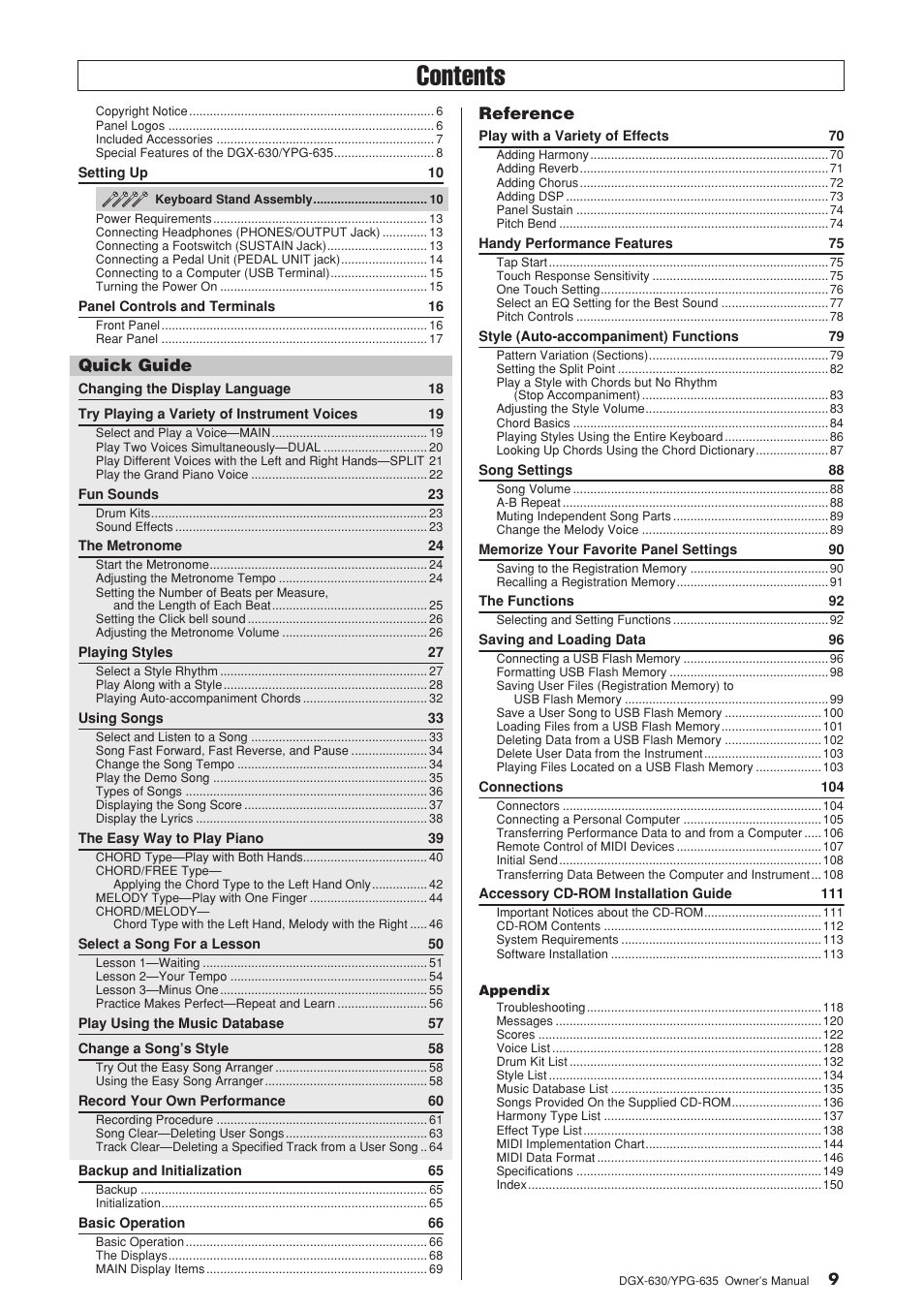 Yamaha YPG-635 User Manual | Page 9 / 154