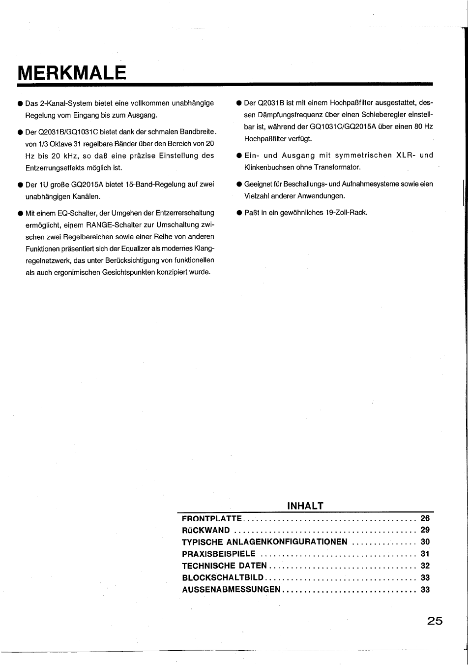 Merkmale | Yamaha GQ2015A User Manual | Page 25 / 45