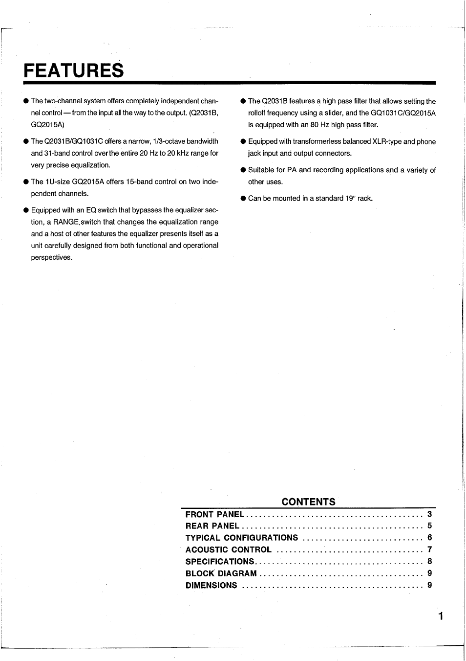 Features | Yamaha GQ2015A User Manual | Page 3 / 45