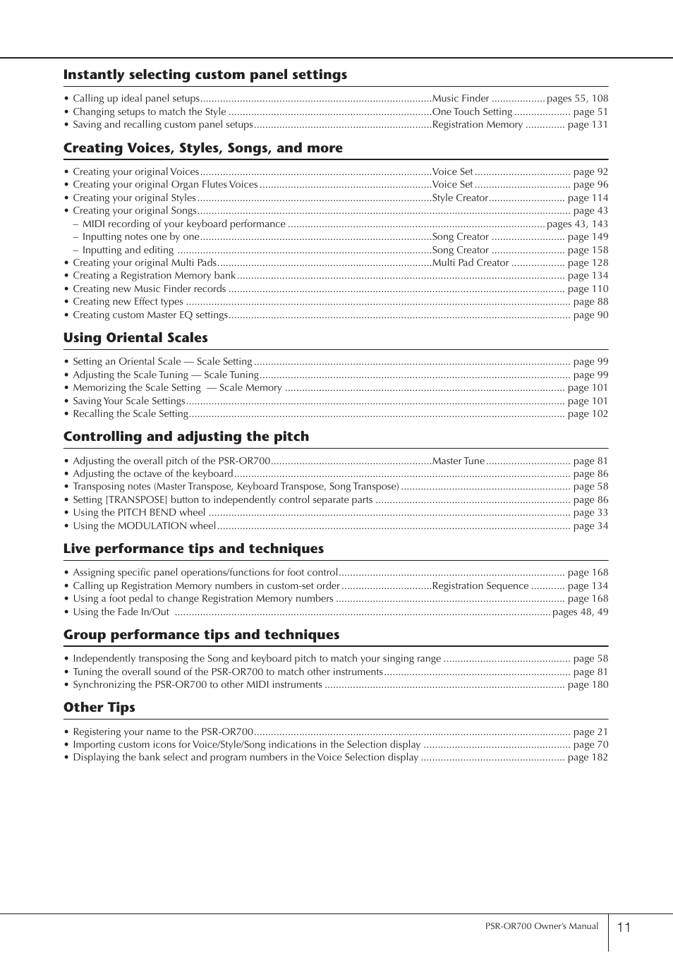 Yamaha PORTATONE PSR-OR700 User Manual | Page 11 / 196