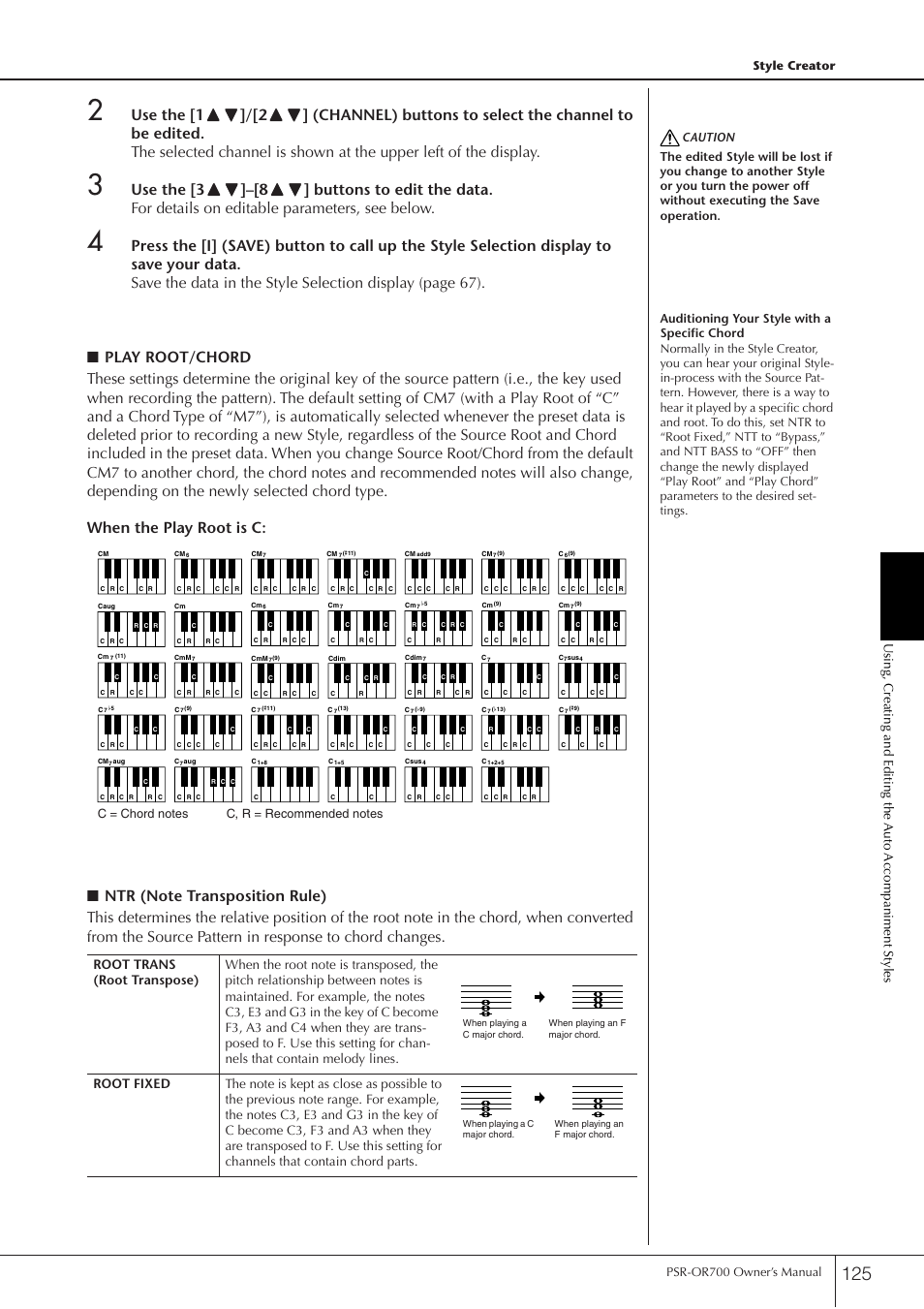 Style creator psr-or700 owner’s manual | Yamaha PORTATONE PSR-OR700 User Manual | Page 125 / 196