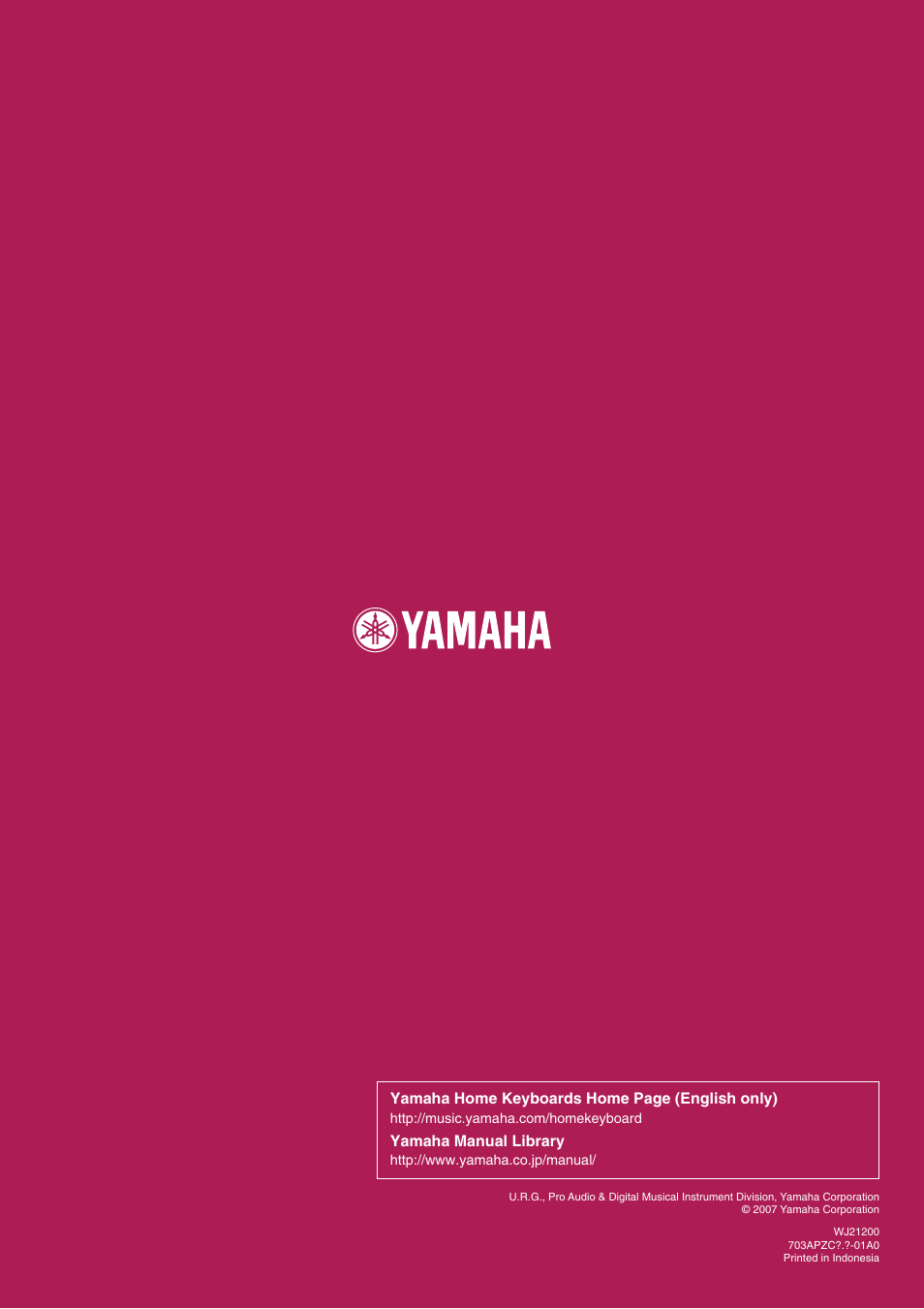 Yamaha PORTATONE PSR-OR700 User Manual | Page 196 / 196