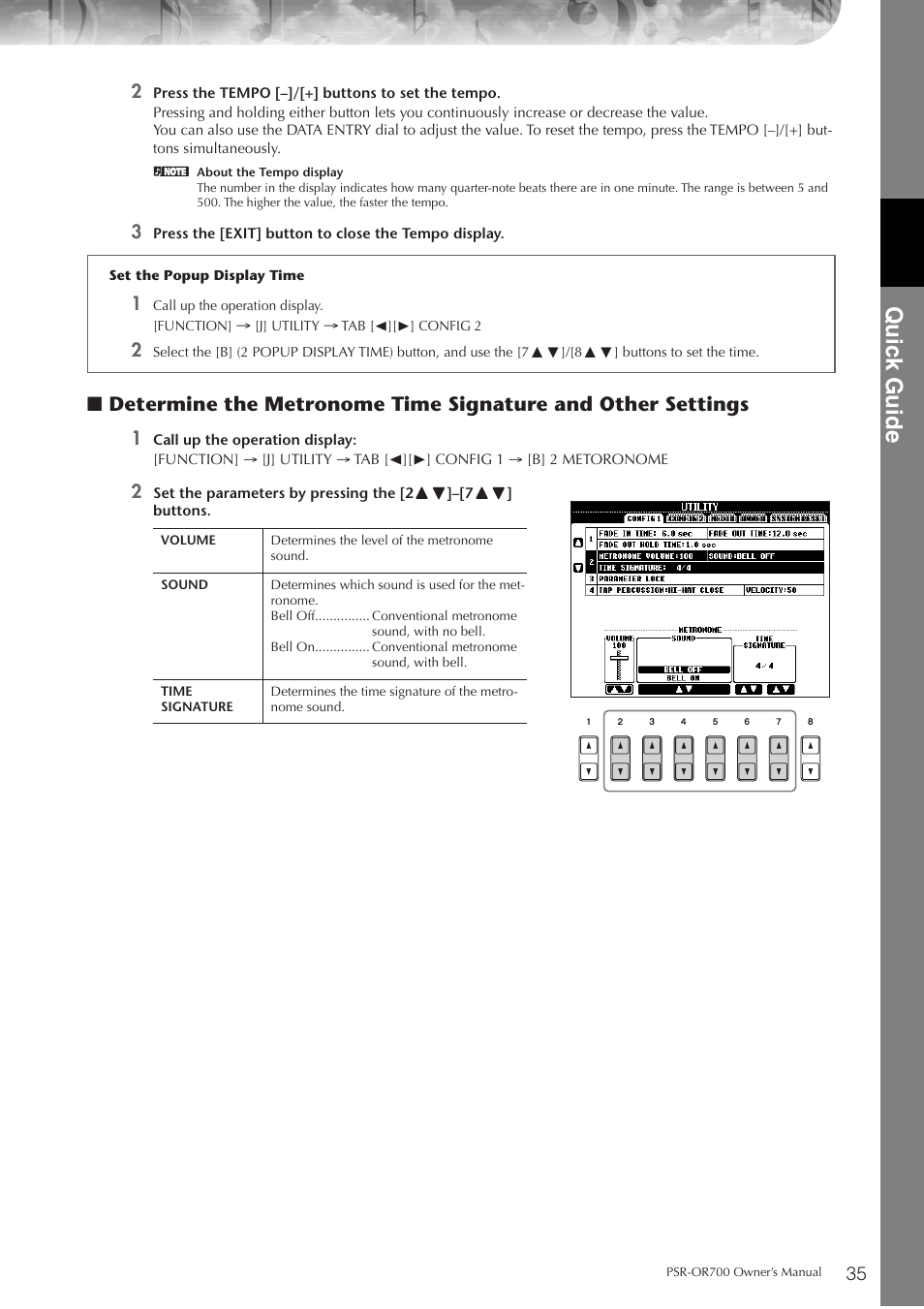 Quic k guide | Yamaha PORTATONE PSR-OR700 User Manual | Page 35 / 196