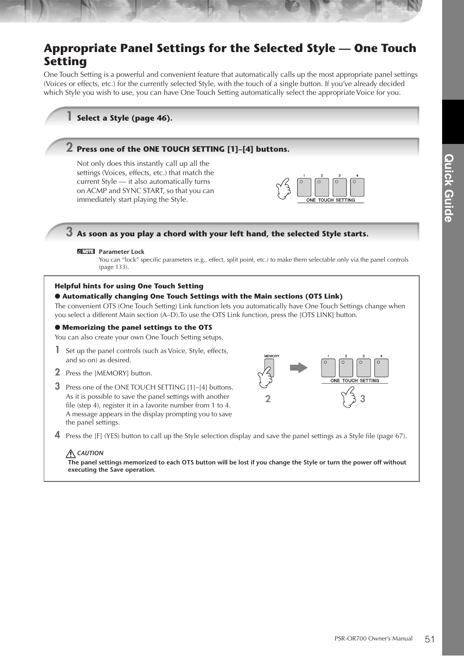 P. 51, Quic k guide | Yamaha PORTATONE PSR-OR700 User Manual | Page 51 / 196