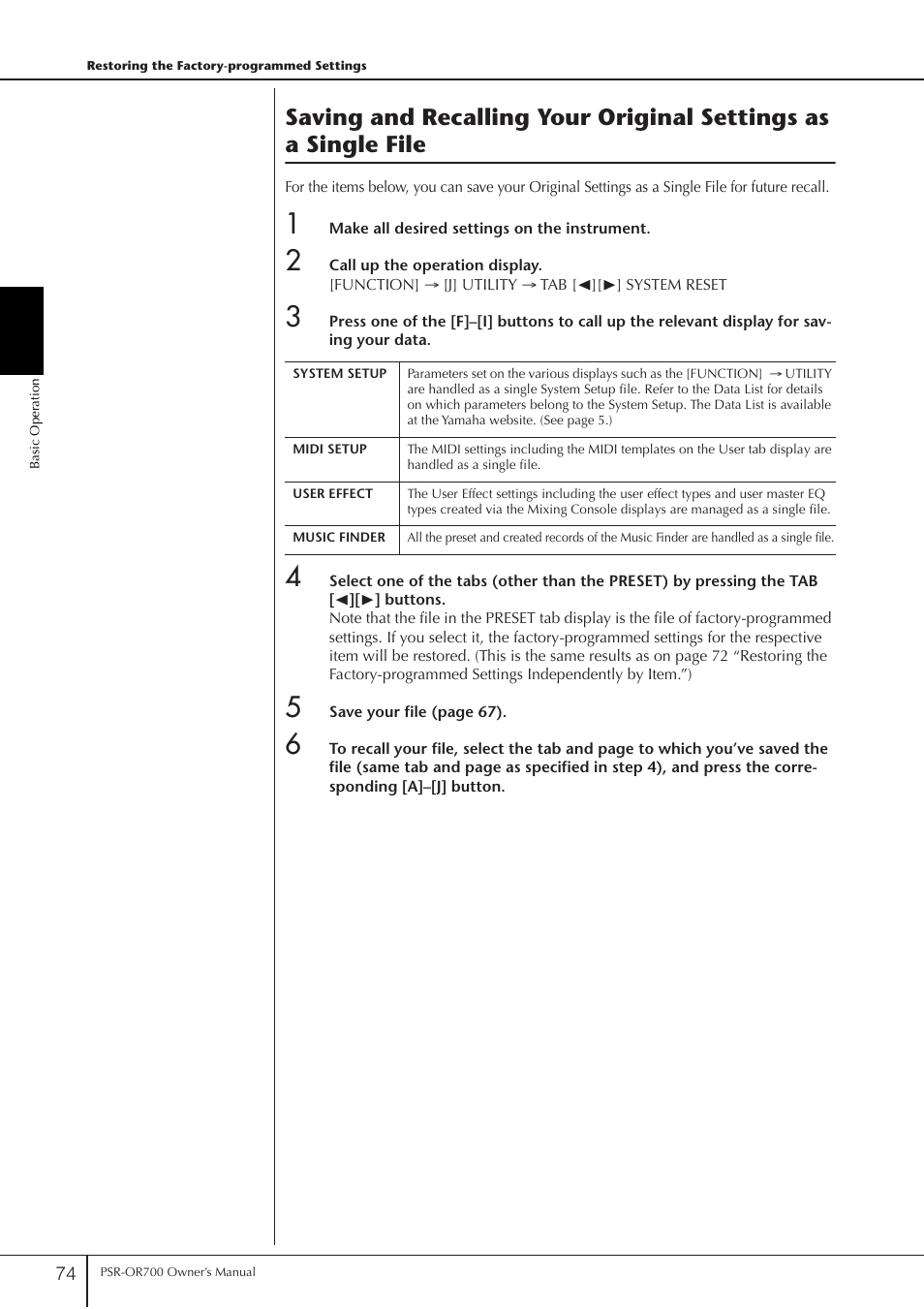 Yamaha PORTATONE PSR-OR700 User Manual | Page 74 / 196