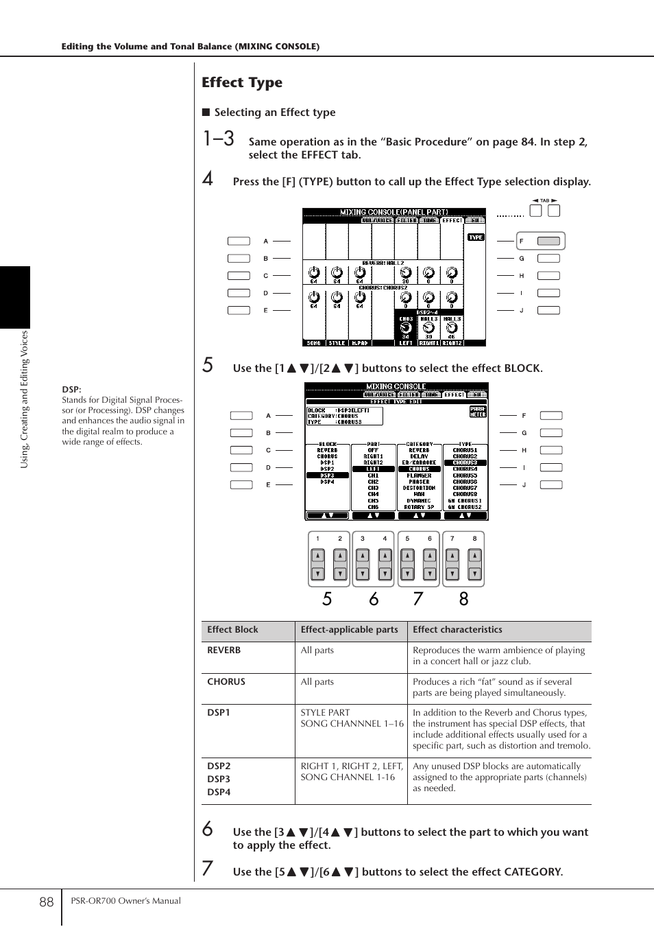 Effect type | Yamaha PORTATONE PSR-OR700 User Manual | Page 88 / 196