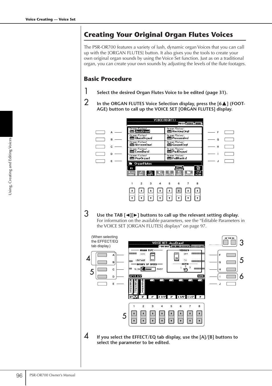 Creating your original organ flutes voices | Yamaha PORTATONE PSR-OR700 User Manual | Page 96 / 196