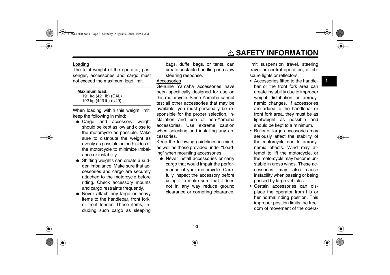 Safety information | Yamaha YZF-R6T(C) User Manual | Page 11 / 111