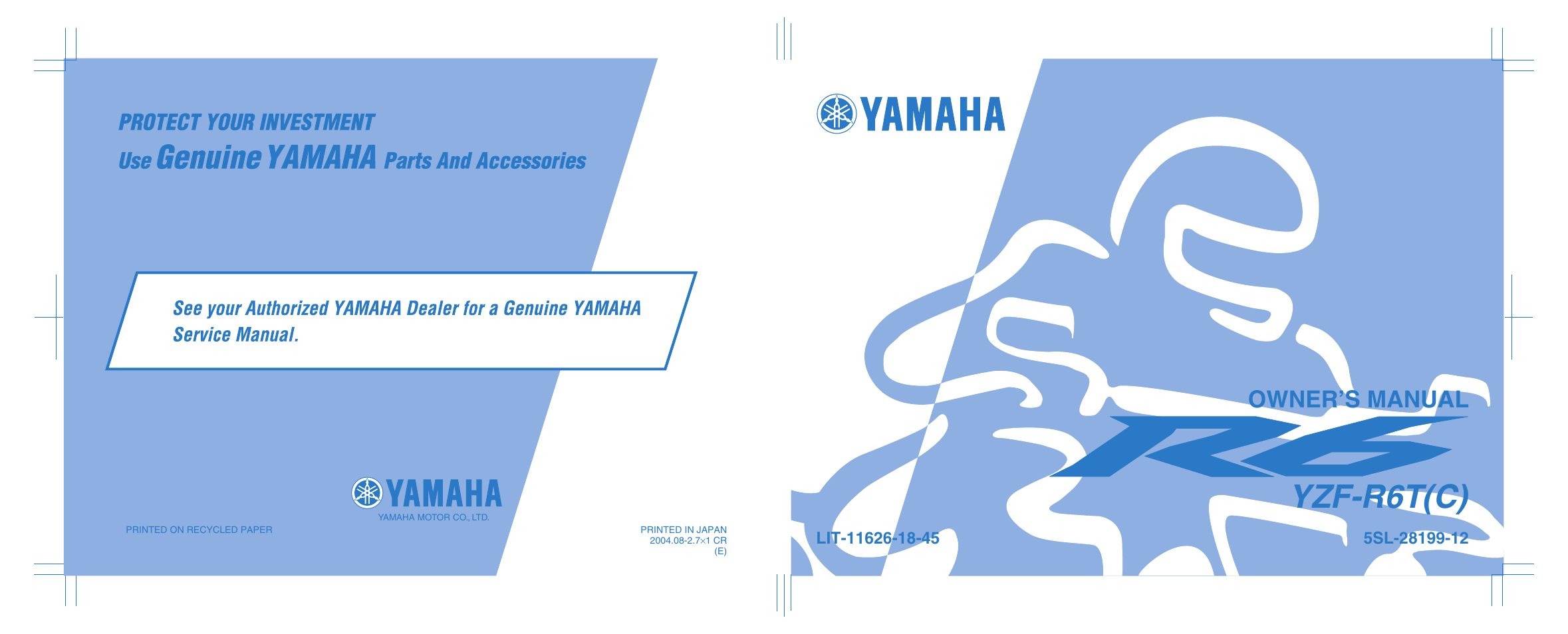 Yzf-r6t(c), Owner’s manual | Yamaha YZF-R6T(C) User Manual | Page 111 / 111