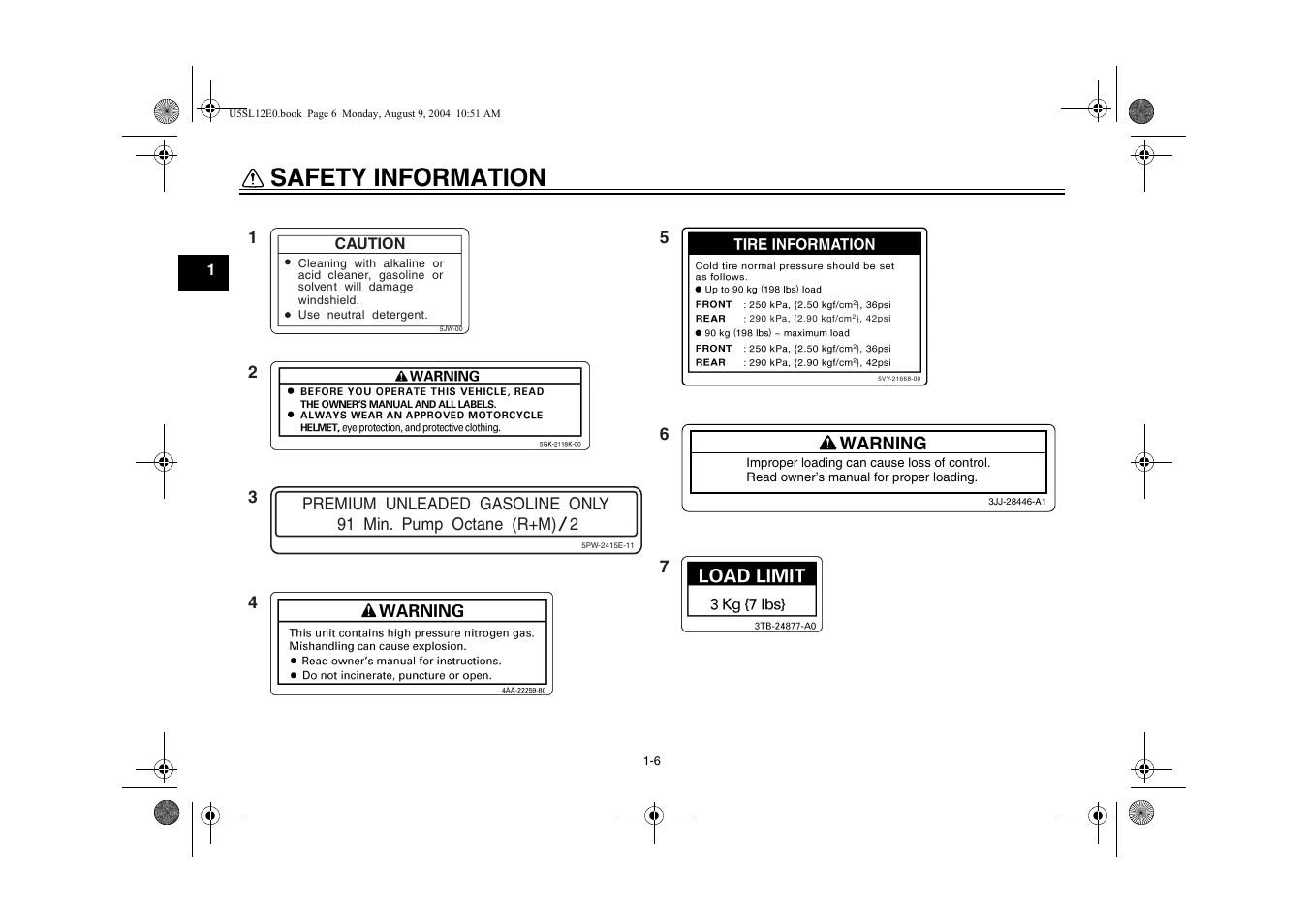 Safety information, Warning | Yamaha YZF-R6T(C) User Manual | Page 14 / 111