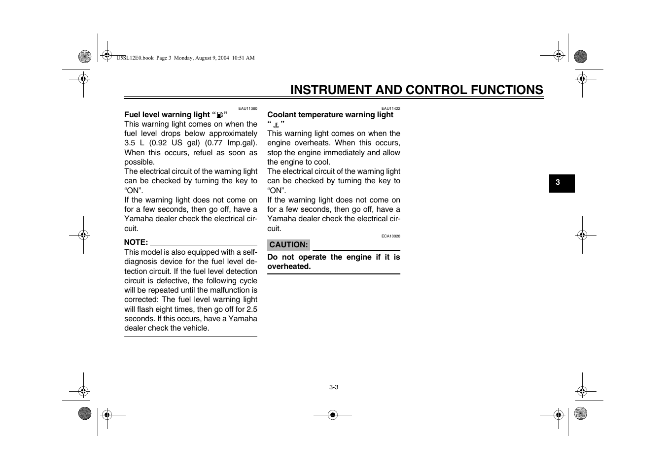 Instrument and control functions | Yamaha YZF-R6T(C) User Manual | Page 21 / 111