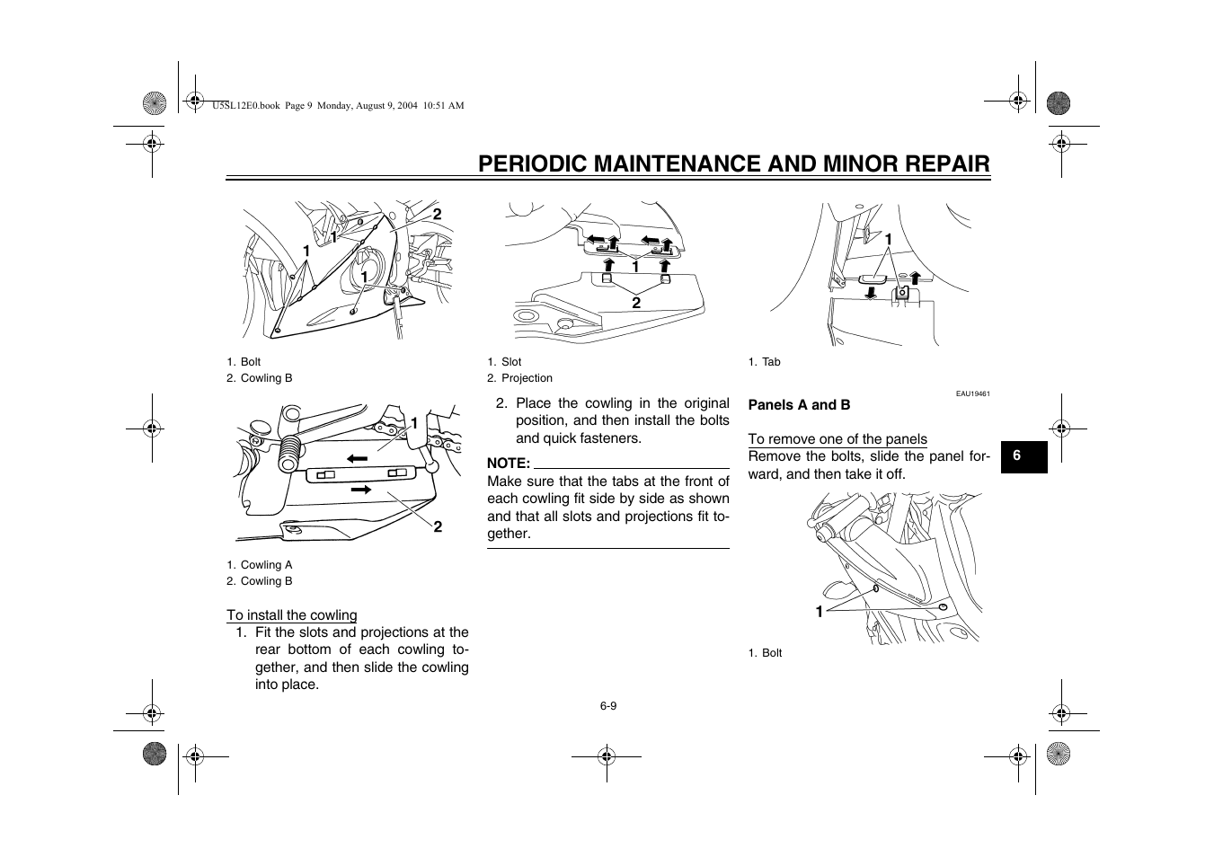 Periodic maintenance and minor repair | Yamaha YZF-R6T(C) User Manual | Page 55 / 111