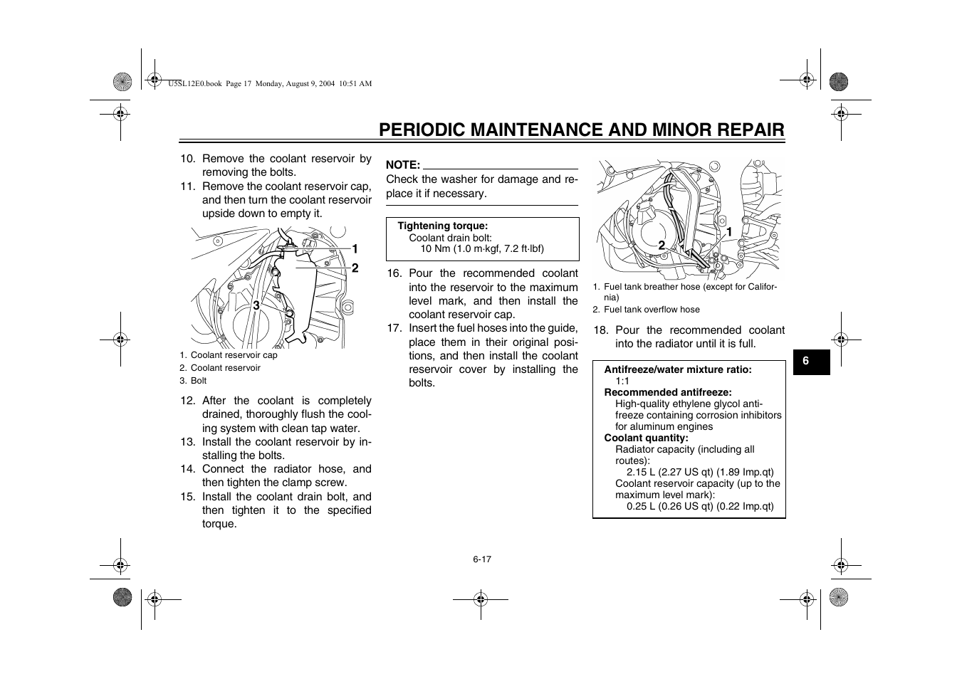 Periodic maintenance and minor repair | Yamaha YZF-R6T(C) User Manual | Page 63 / 111