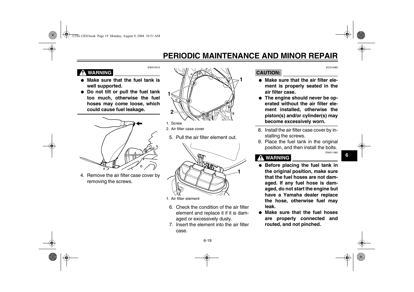 Periodic maintenance and minor repair | Yamaha YZF-R6T(C) User Manual | Page 65 / 111