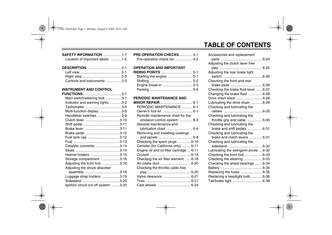 Yamaha YZF-R6T(C) User Manual | Page 7 / 111