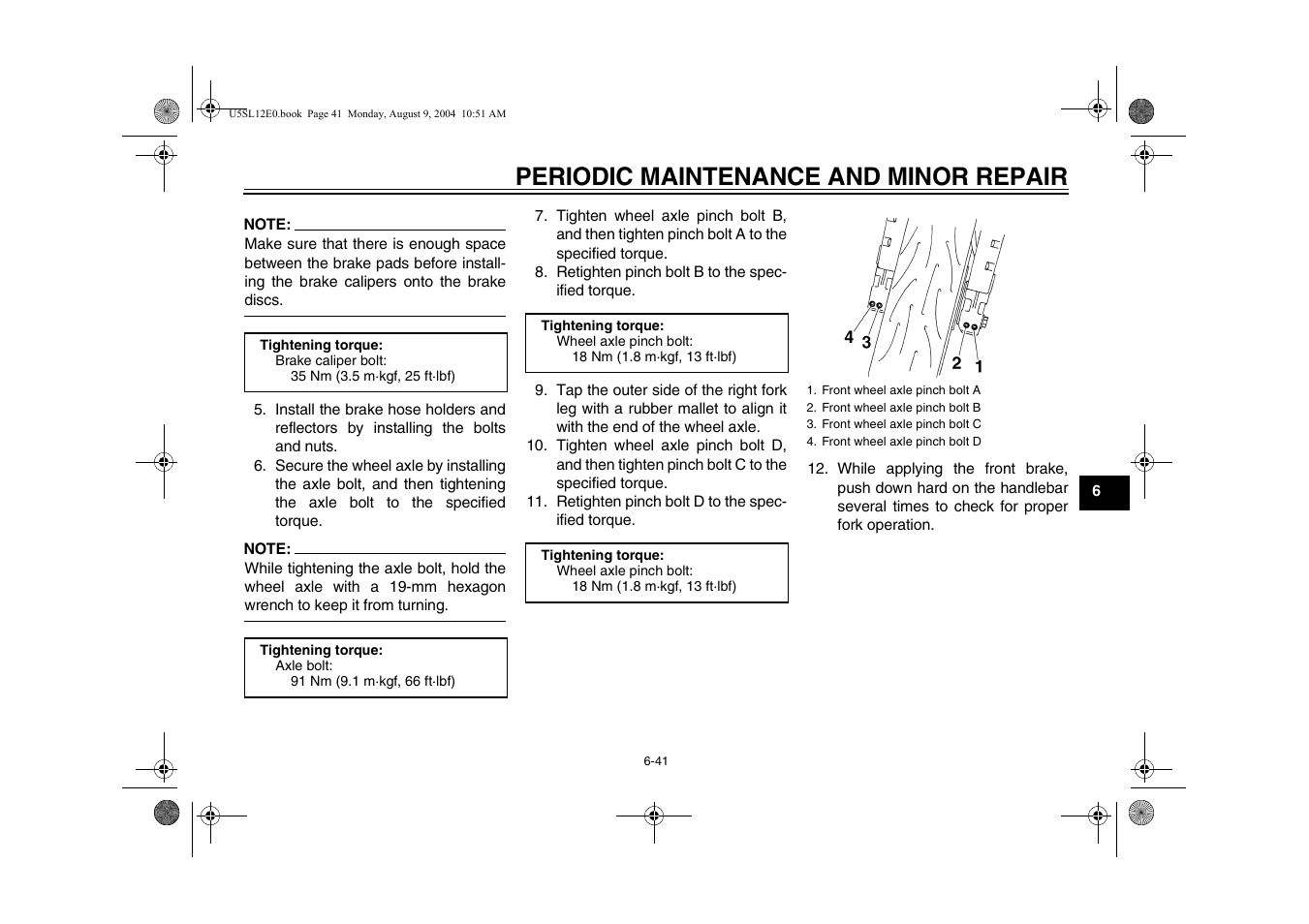 Periodic maintenance and minor repair | Yamaha YZF-R6T(C) User Manual | Page 87 / 111