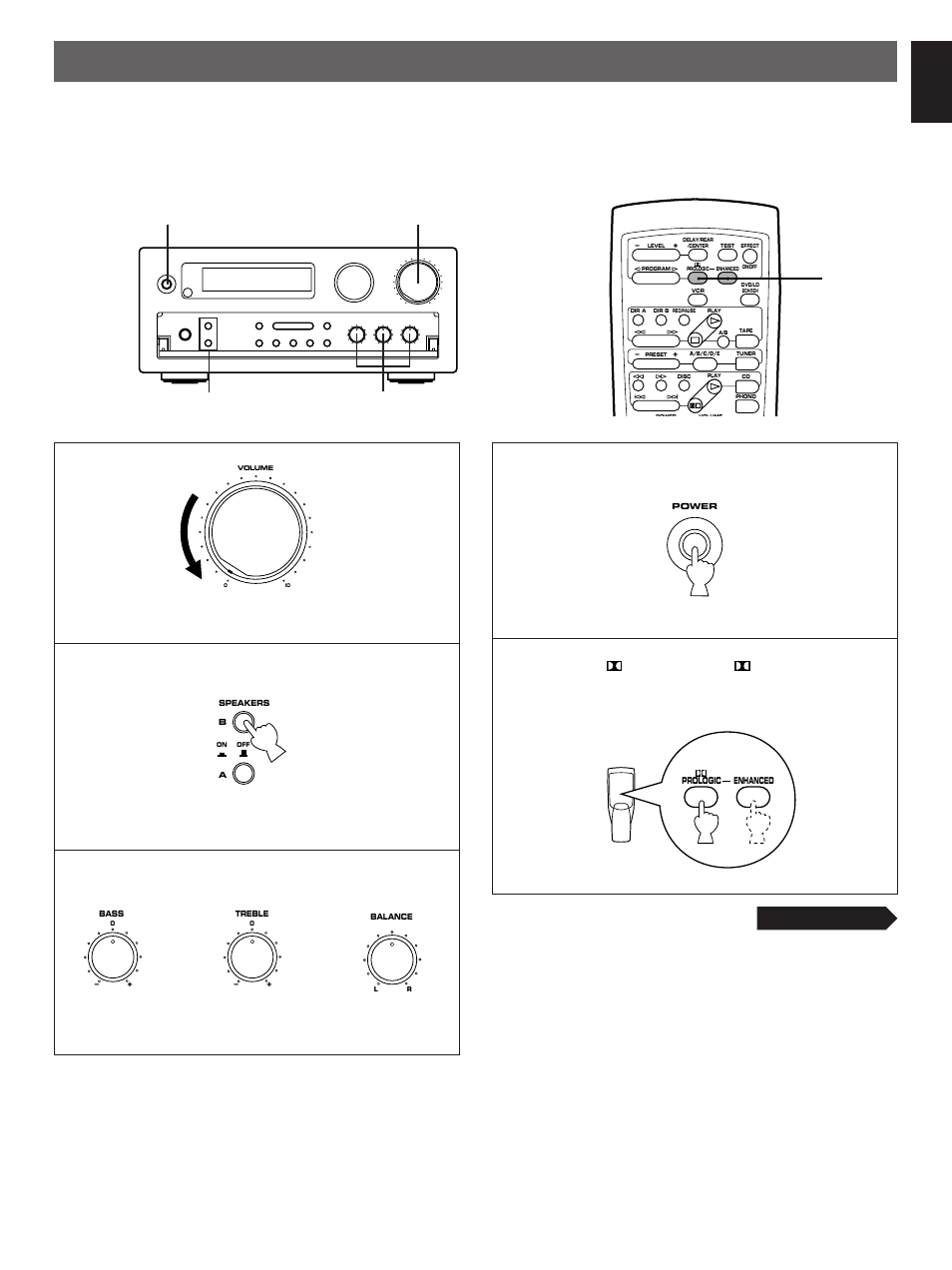 Speaker balance adjustment, English, Continued | Yamaha RX-V10 User Manual | Page 19 / 39