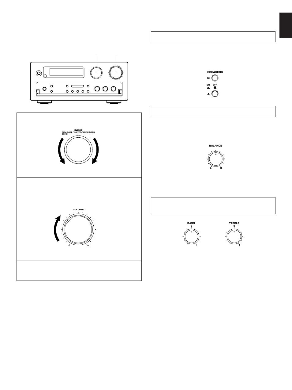 Selecting the speaker system, Adjusting the balance control, Adjusting the bass and treble controls | English | Yamaha RX-V10 User Manual | Page 23 / 39