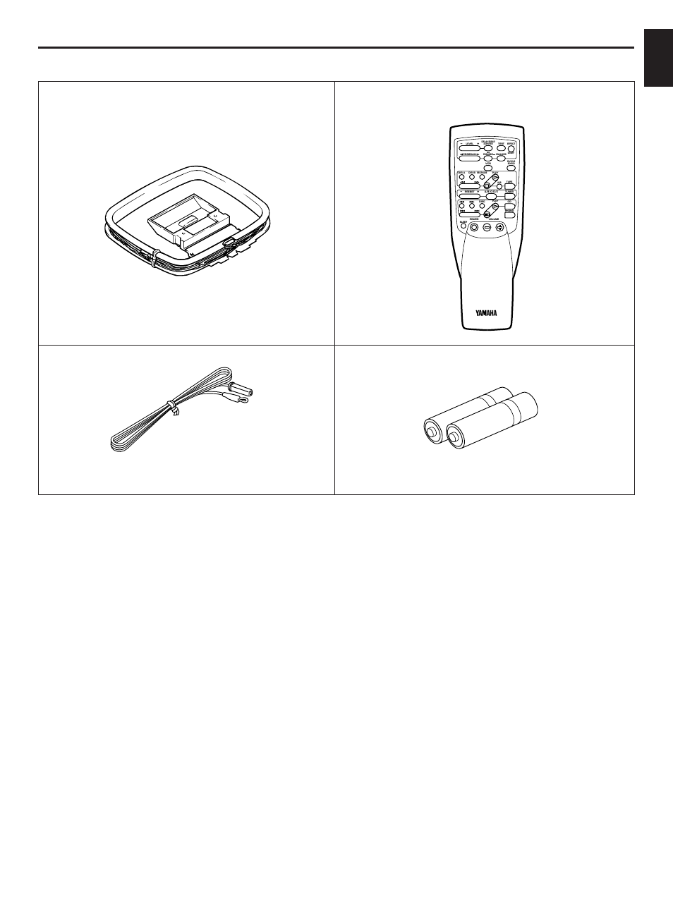 Supplied accessories, English | Yamaha RX-V10 User Manual | Page 5 / 39