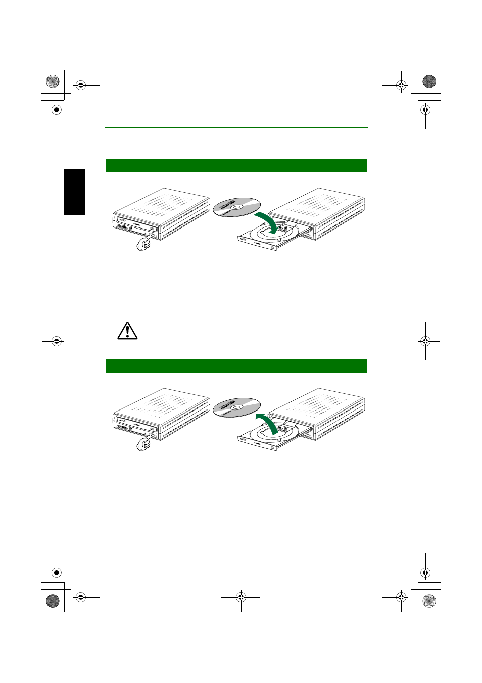 Loading a disc, Ejecting a disc, Loading a disc ejecting a disc | P. 21) | Yamaha CRW2200IX User Manual | Page 29 / 48