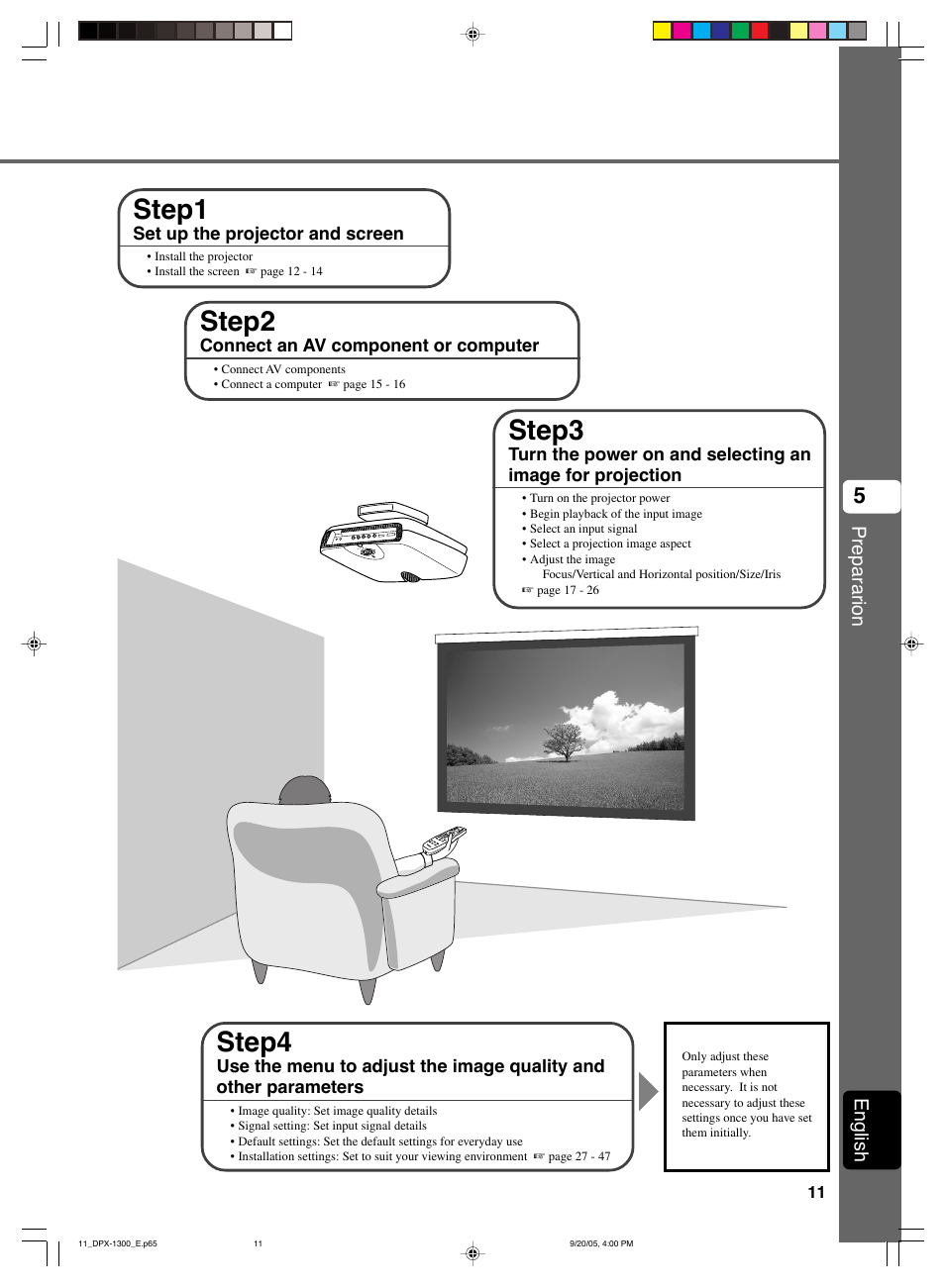 Step2, Step3, Step1 | Step4 | Yamaha DPX-1300 User Manual | Page 15 / 70