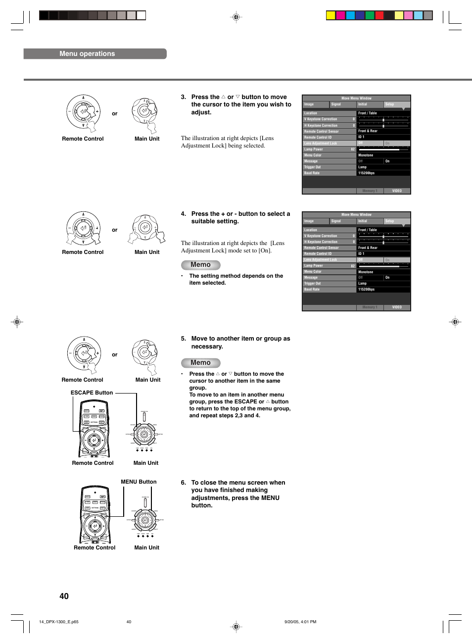 Menu operations | Yamaha DPX-1300 User Manual | Page 44 / 70