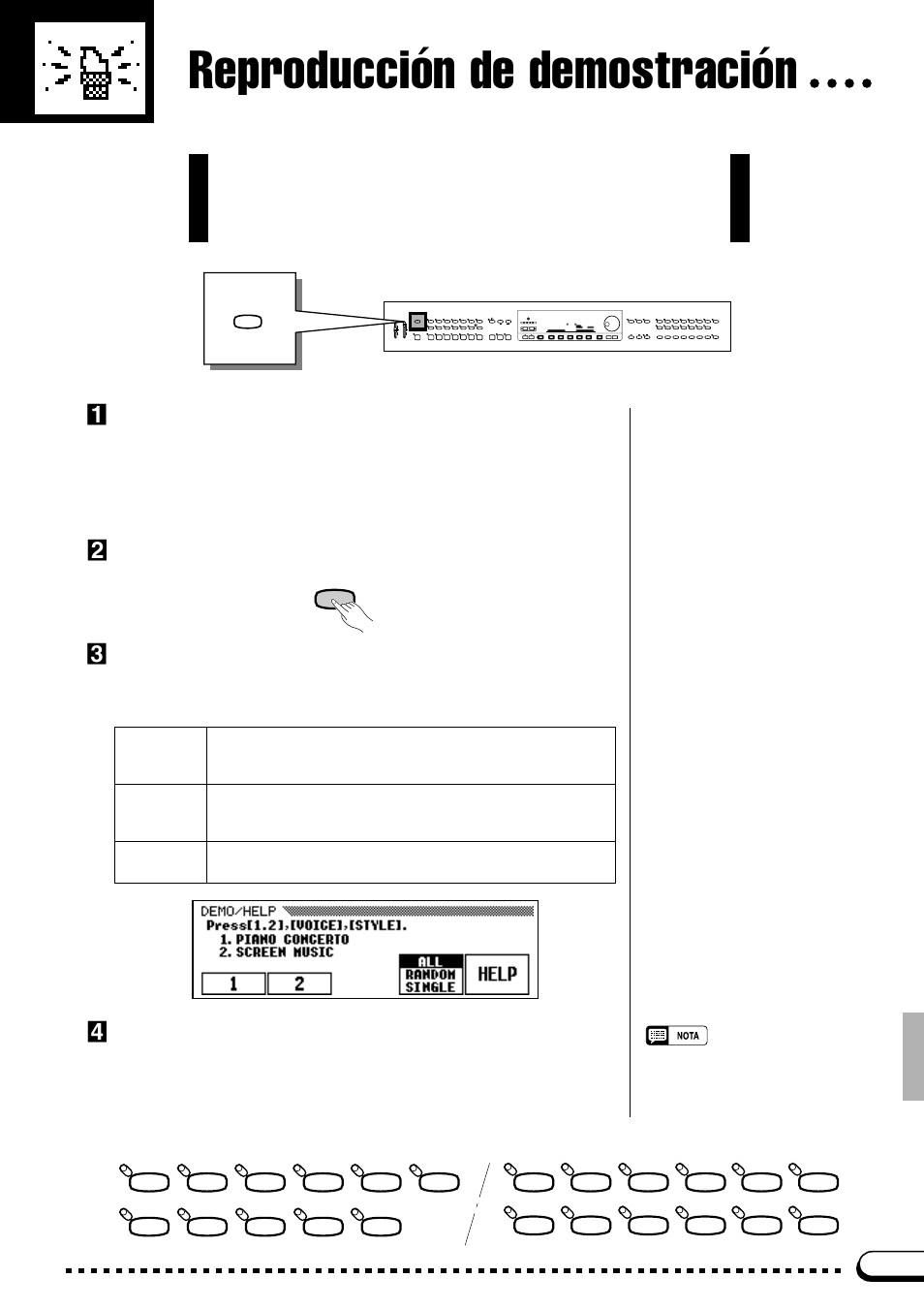 Reproducción de demostración, Seleccione una canción de demostración, Presione el botón [demo/help | Seleccione un modo de reproducción | Yamaha CVP-69A FR User Manual | Page 16 / 163