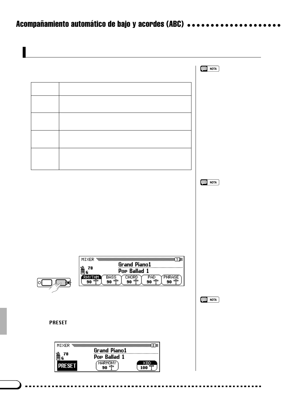 Control de volumen de parte individual, Acompañamiento automático de bajo y acordes (abc) | Yamaha CVP-69A FR User Manual | Page 41 / 163
