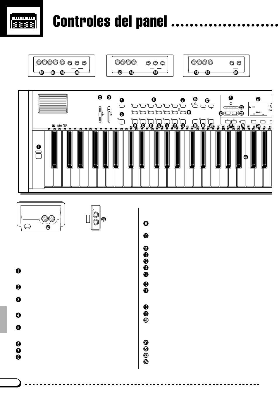Controles del panel, Botón de abc pequeño (small abc) ....... página 39, Botón del metrónomo (metronome) ....... página 33 | Cvp-79a | Yamaha CVP-69A FR User Manual | Page 7 / 163