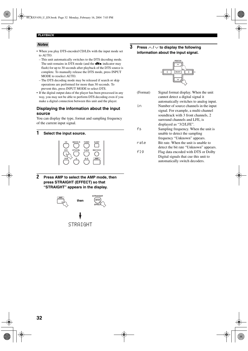 Straight 3 | Yamaha RX-V450 User Manual | Page 36 / 75