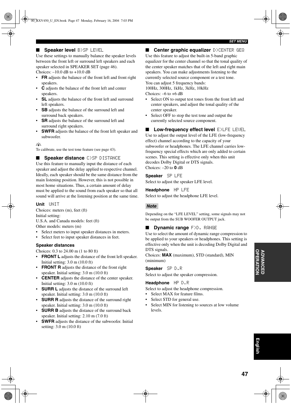 Yamaha RX-V450 User Manual | Page 51 / 75