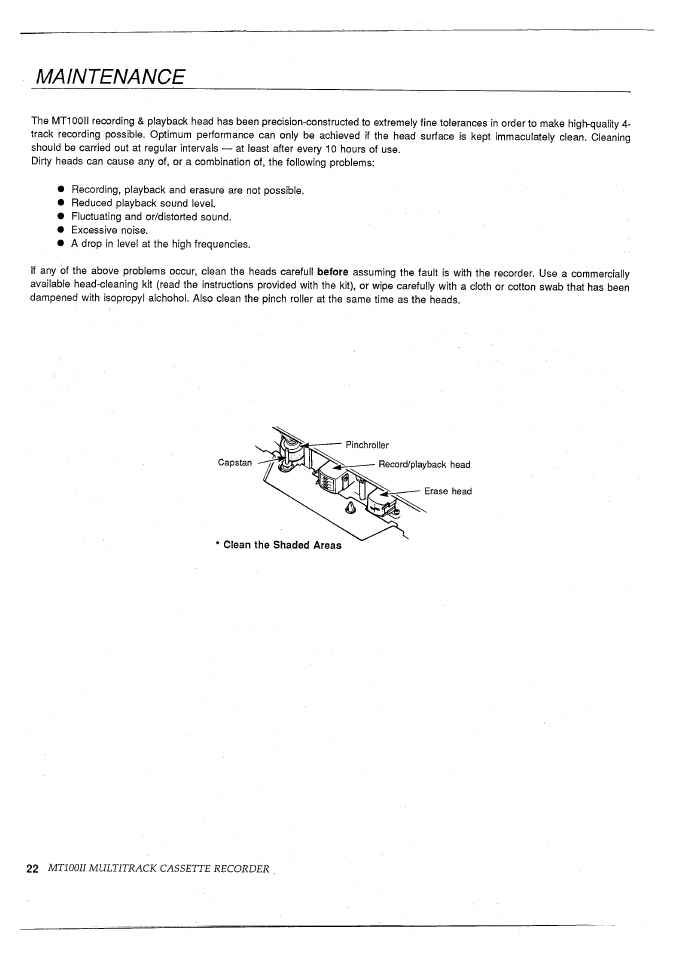 Maintenance | Yamaha MT100II User Manual | Page 24 / 80