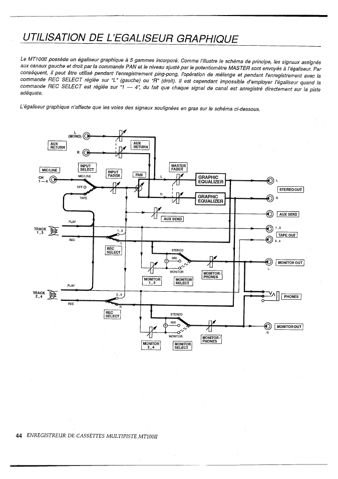 Utilisation de uegauseur graphique, Utilisation de l’egaliseur graphique | Yamaha MT100II User Manual | Page 45 / 80