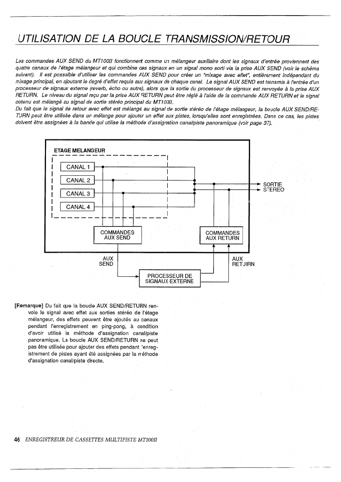 Utilisation de la boucle transmission/retour | Yamaha MT100II User Manual | Page 47 / 80