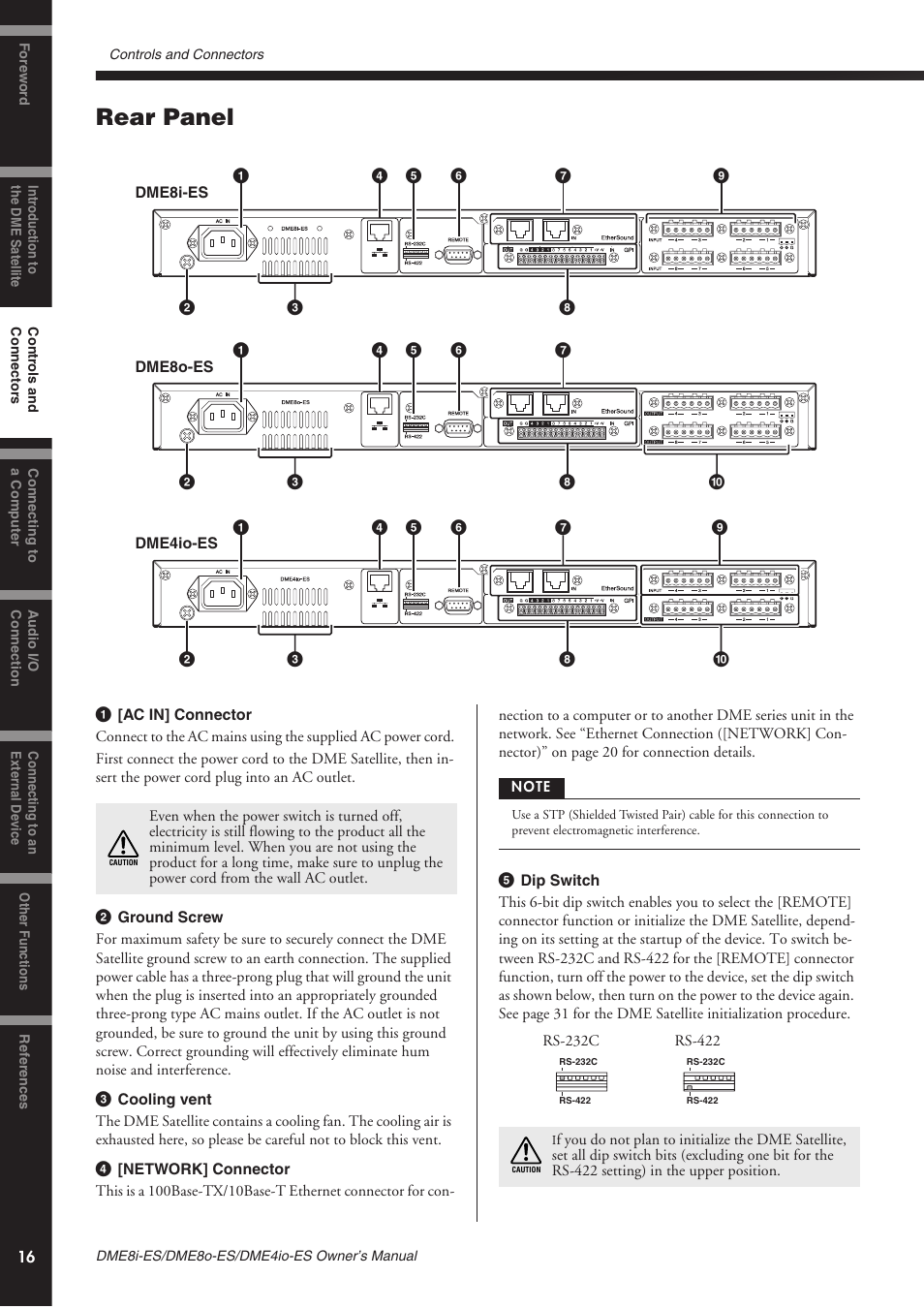 Rear panel | Yamaha DME8o-ES User Manual | Page 16 / 48