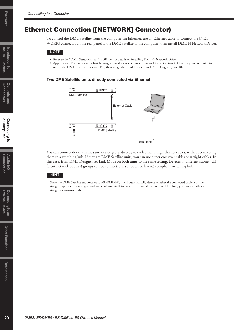 Ethernet connection ([network] connector) | Yamaha DME8o-ES User Manual | Page 20 / 48