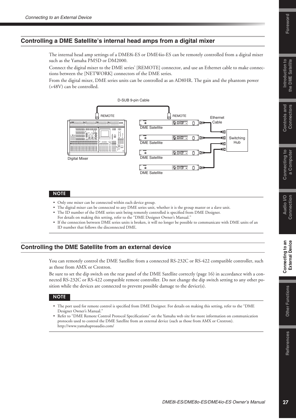 Controlling a dme satellite’s internal head amps, From a digital mixer | Yamaha DME8o-ES User Manual | Page 27 / 48