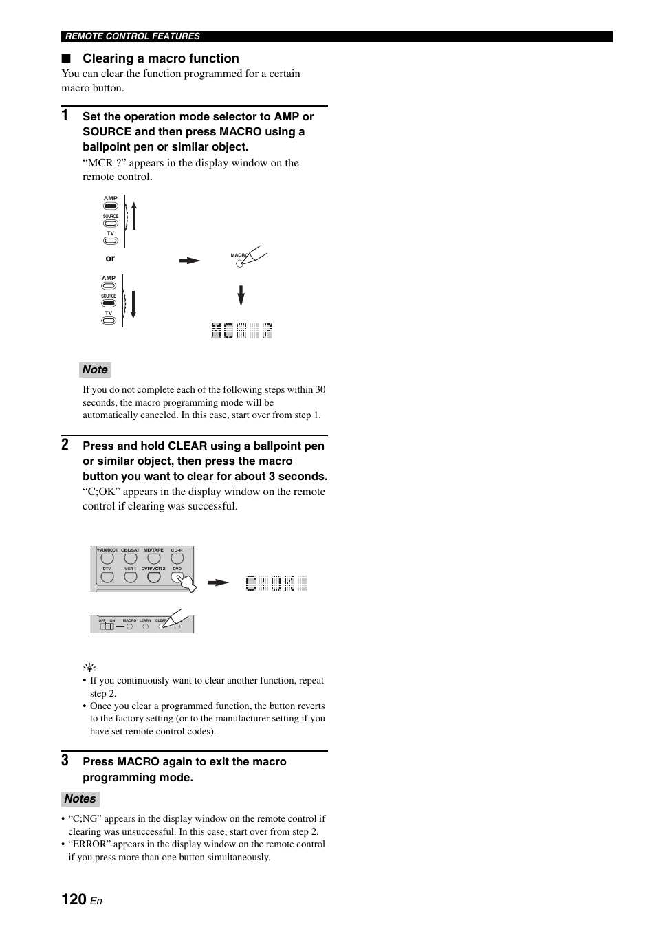 Clearing a macro function | Yamaha RX-V2700 User Manual | Page 122 / 164